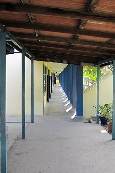 The long corridor in one of the blocks. When Burberry was in secondary 3, he had classes upstairs.